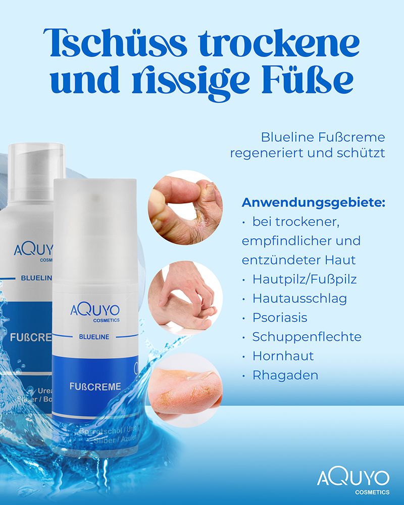 Blueline Fußcreme gegen Hornhaut und Fußpilz | Creme für trockene, rissige Füße und Fersen