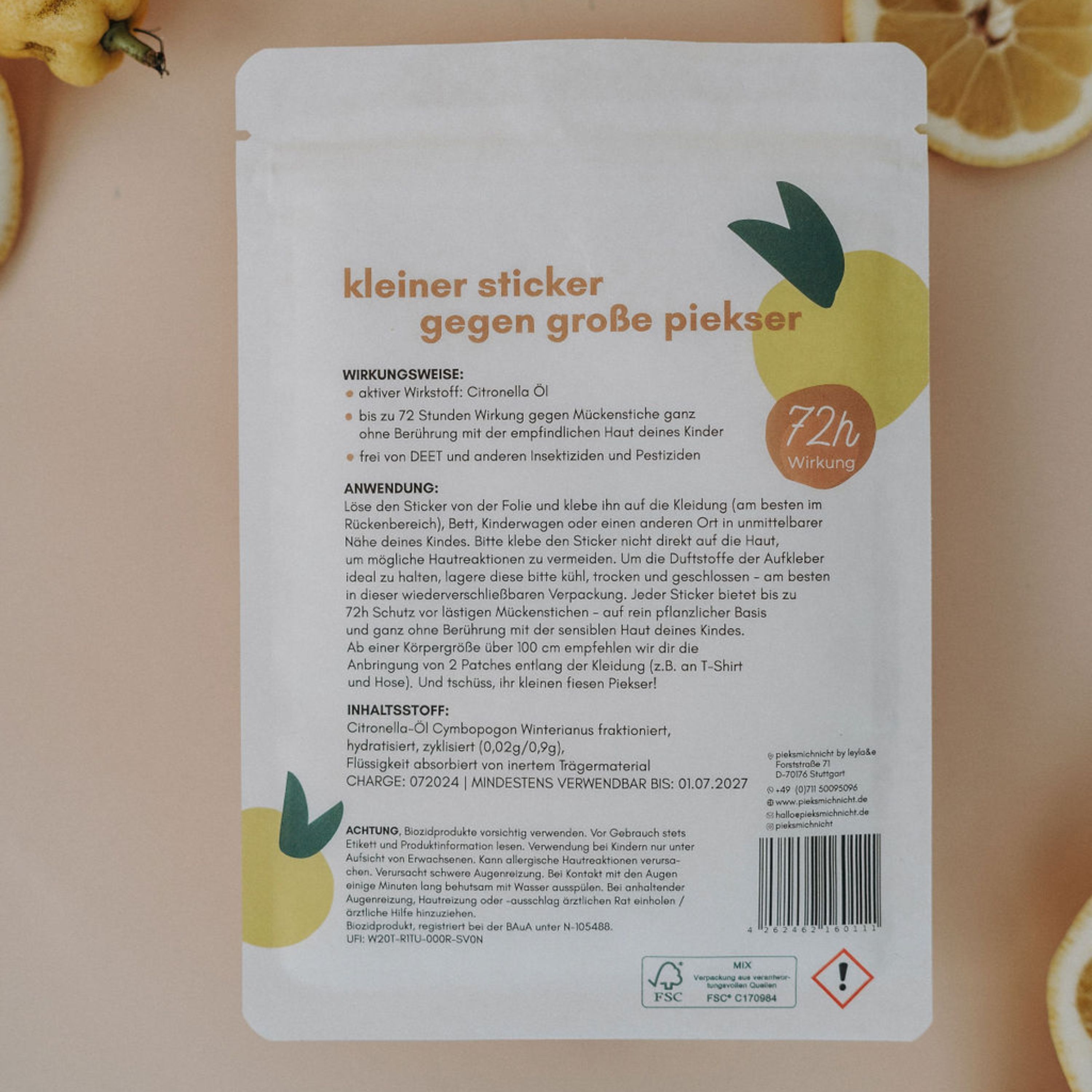 pieksmichnicht Pflanzliche Anti-Mücken-Sticker Confetti Edition