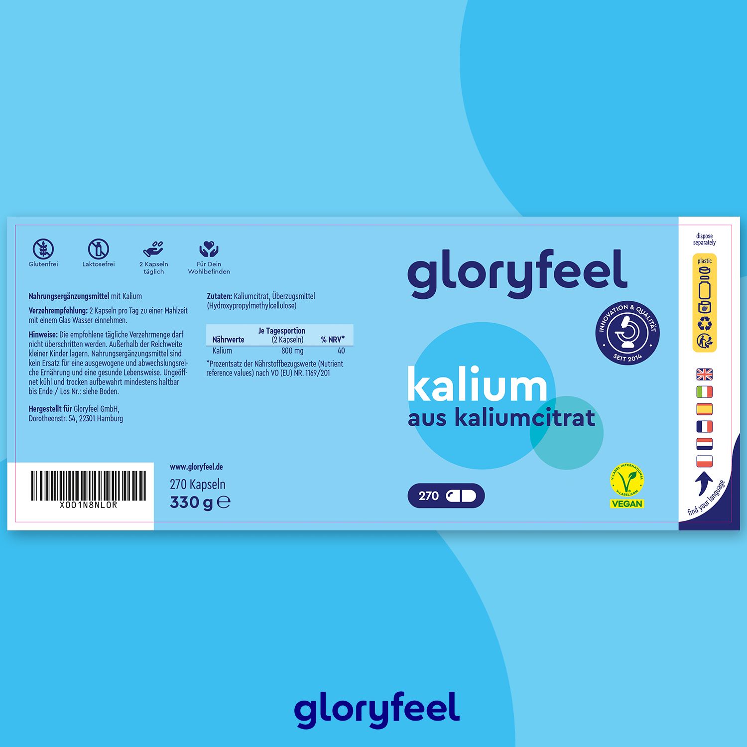 gloryfeel® Kalium Kapseln 270 St