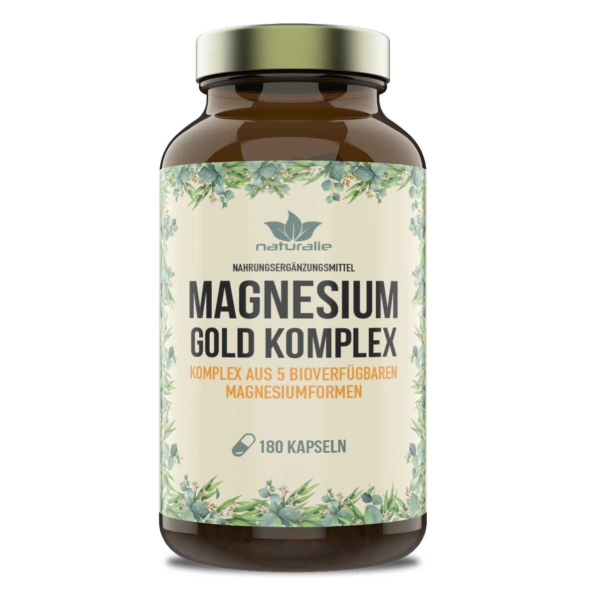 Naturalie Magnesium Gold Komplex Kapseln mit fünf Magnesiumformen 149 g