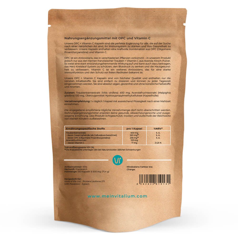 meinVitalium - vegane OPC + Vitamin-C Kapseln