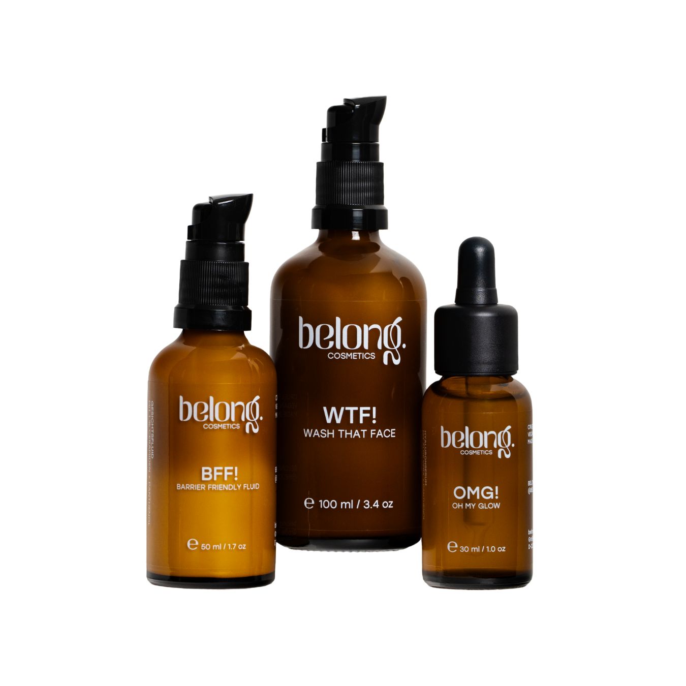 belong. cosmetics Routine Set Cleanser Hyaluronserum Gesichtsfluid WTF OMG BFF 1 St