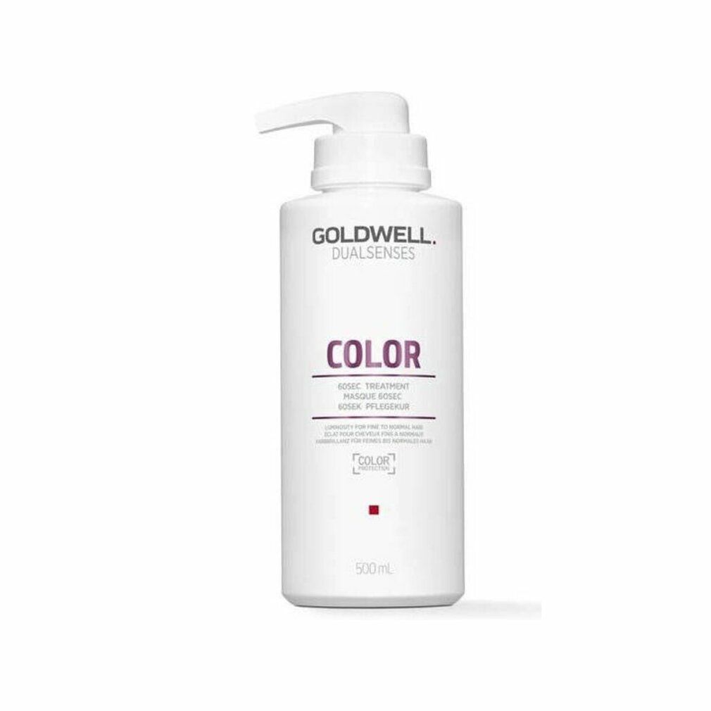 Goldwell Dualsenses Color Flasche mit Pumpverschluss. Weißes Behältnis mit Produktbezeichnung und rotem Quadrat.