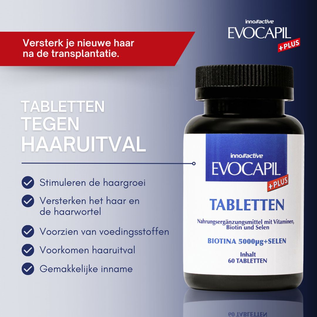 Tablettenfles en tabletten. Inname: 1 tablet, 2x daags, 3 maanden. Tekst: Gemakkelijke inname.