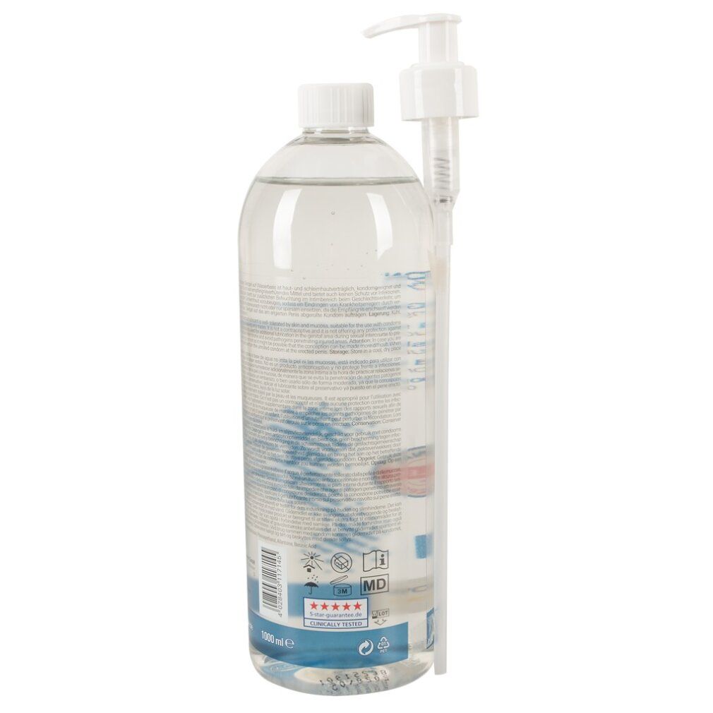AQUAglide Anal Gleitgel Flasche mit Pumpspender, mit italienischen Texten und Icons.