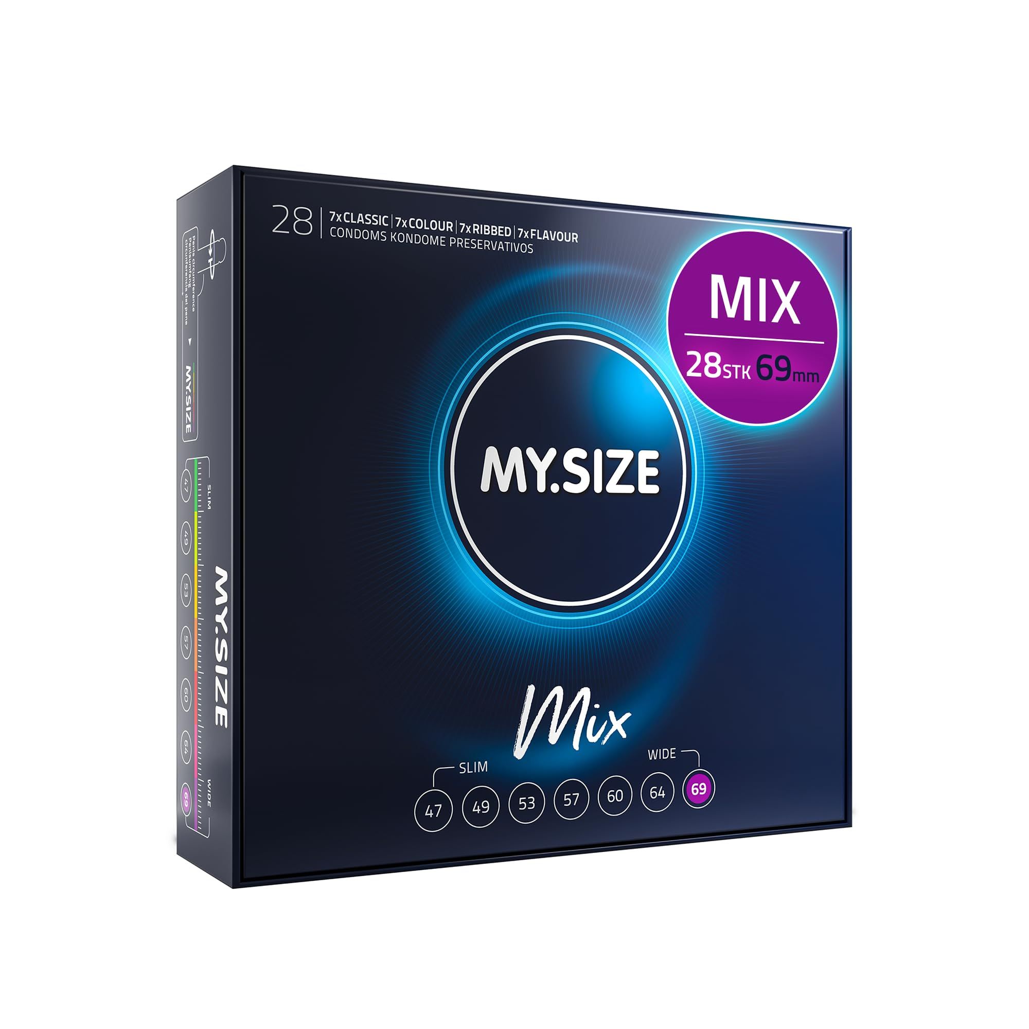 Blaues Kondom, 0,07 mm dünn, aus Naturkautschuklatex, ohne Geruch, vegan.