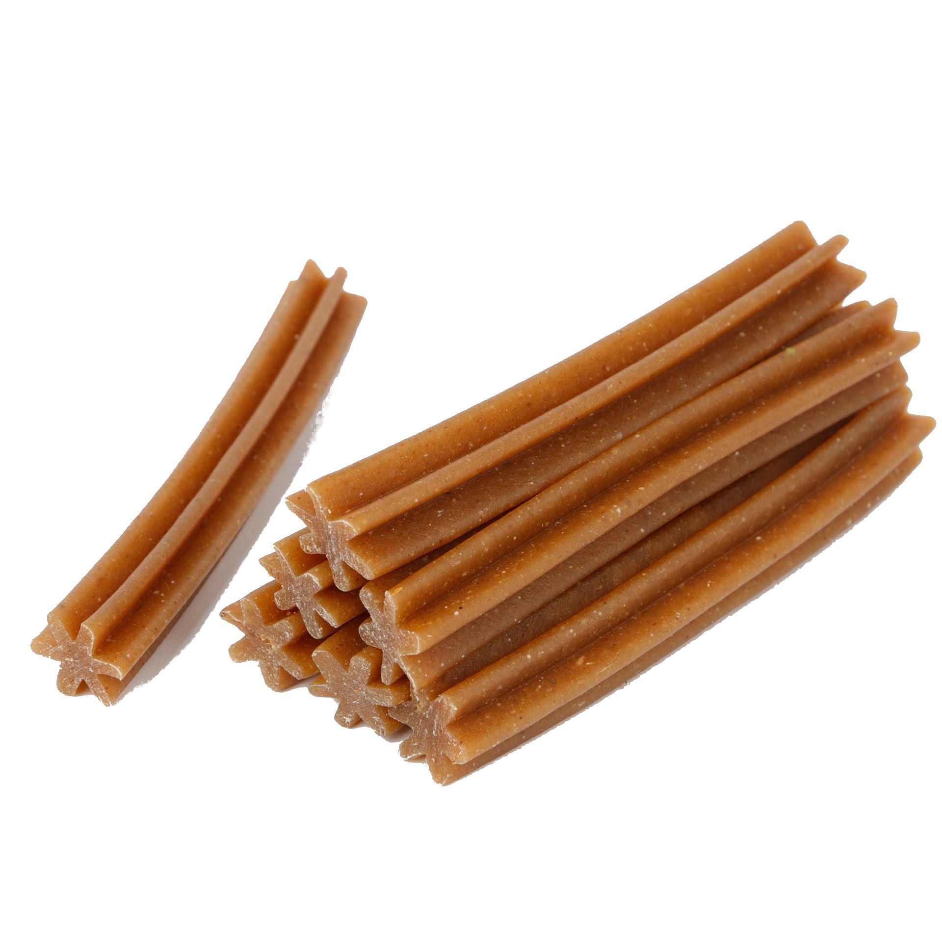 Mehrere braune, sternförmige Sticks. Ein Stick liegt separat. Die Sticks haben eine geriffelte Oberfläche.