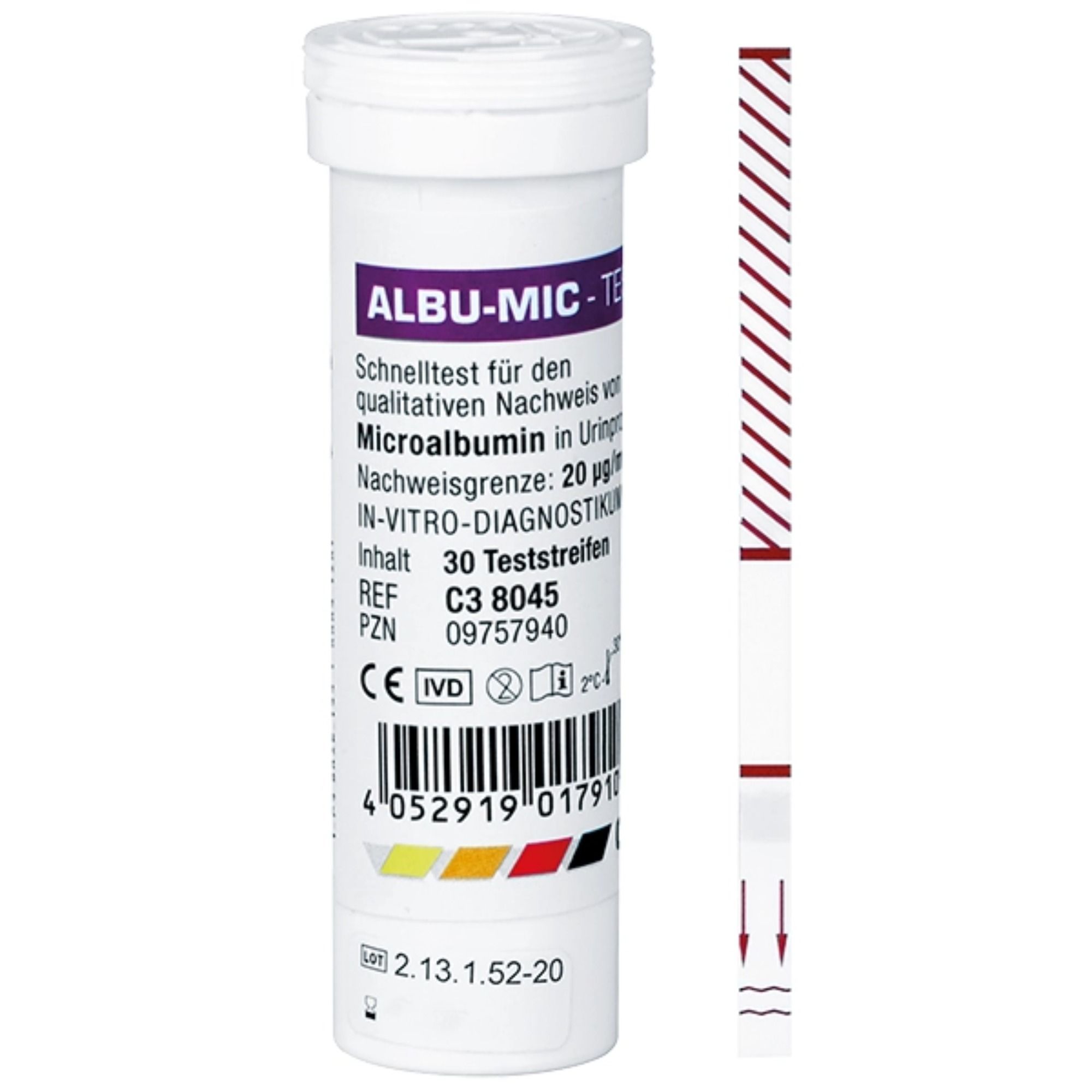 Cleartest Albu-Mic Nierenfunktions-Teststreifen Albumin Urin Schnelltest lose 30 St Kombipackung