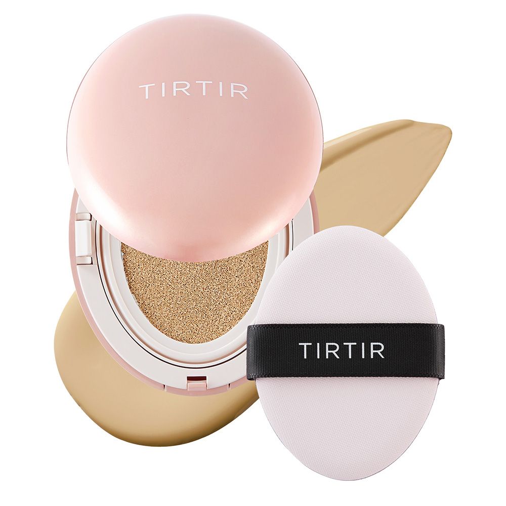 TIRTIR Mask Fit All Cover Cushion 24W Soft Beige mit Applikator und Foundation-Probe.