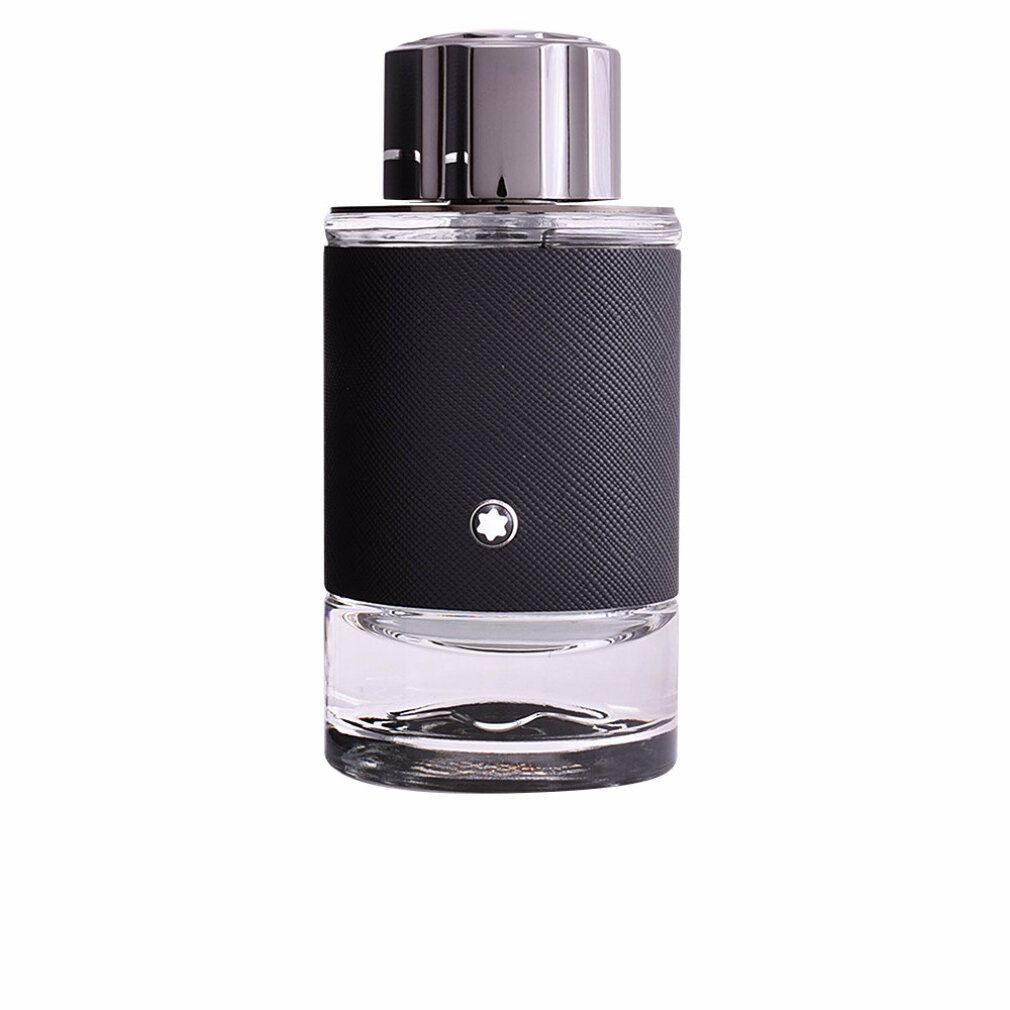 Montblanc Explorer Eau de Parfum Flakon mit schwarzer Textur und silbernem Verschluss.