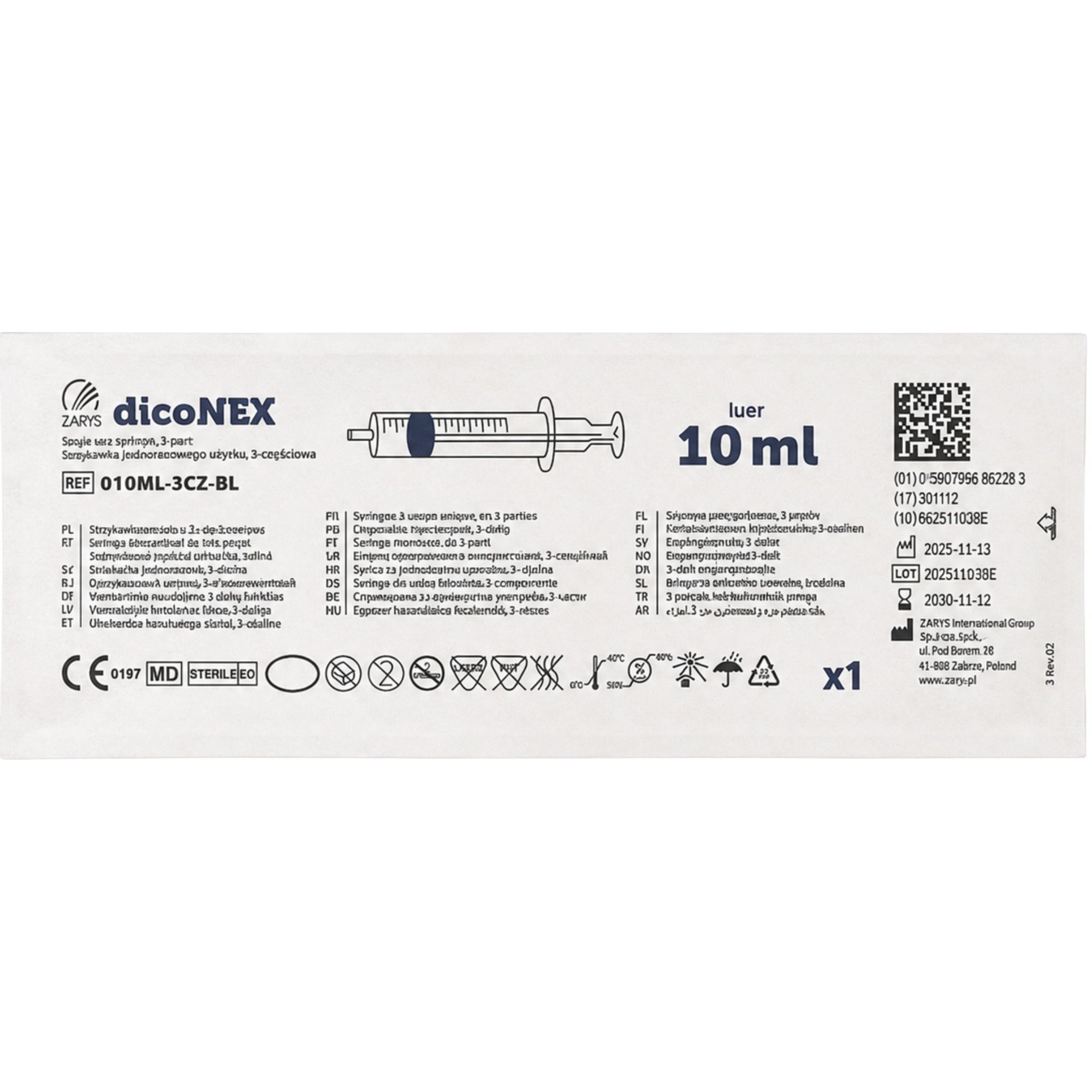 dicoNEX Einmalspritze 10 ml steril Luer-Slip