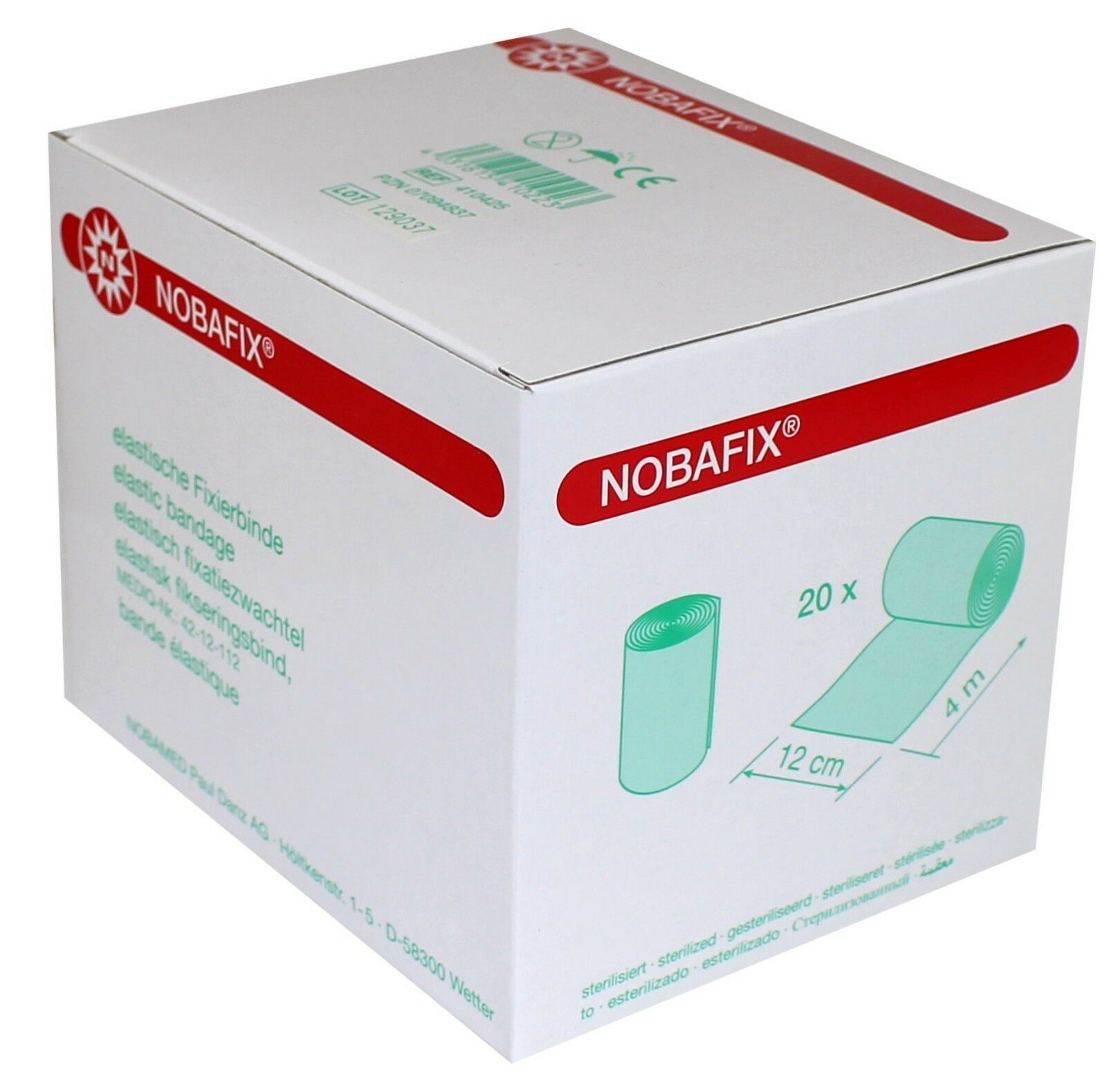 NOBA Nobafix elastische Fixierbinde ohne Folie 20 Stück 4 m x 4 cm