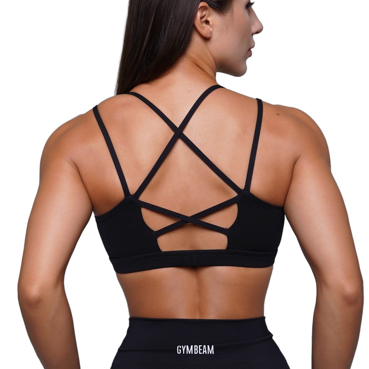 GymBeam Sport-BH Damen FIT mit gekreuzten Trägern in Black