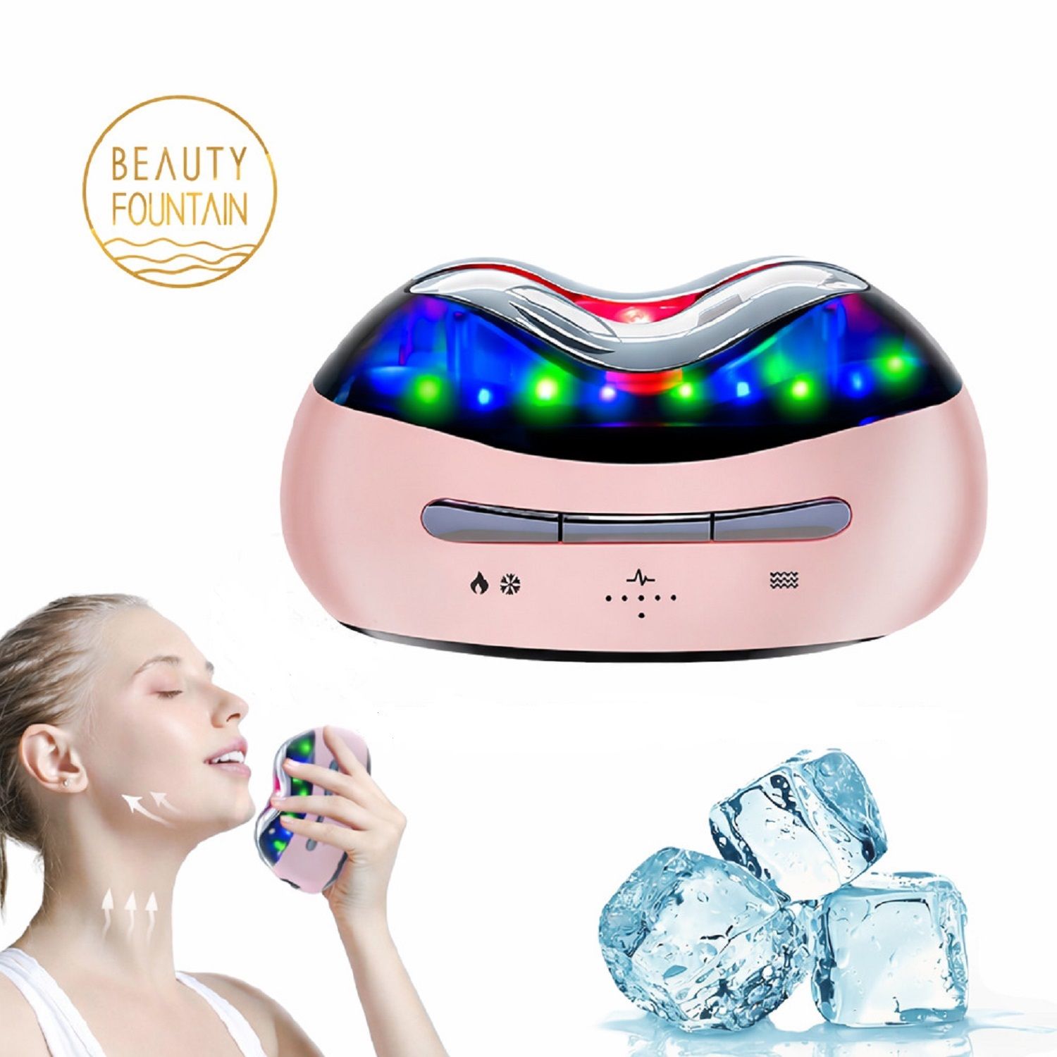 COOL-i Warm & Kalt Beautygerät mit LED & EMS, Kabelloses Massagegerät für Gesicht & Hals