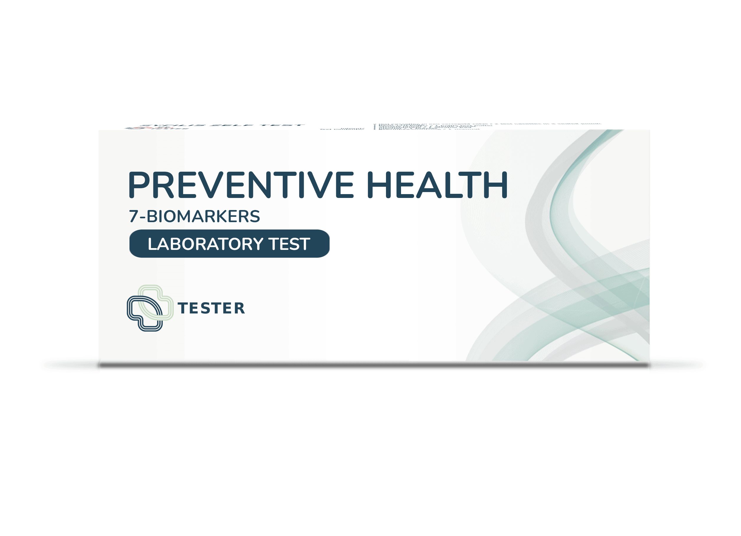 Verpackung eines Vorsorge-Bluttests mit 7 Biomarkern.