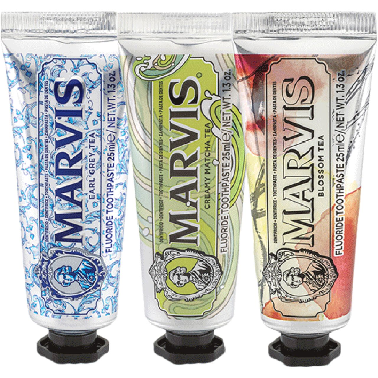 Marvis, Tea Collection Kit = Blossom Tea 25ml + Eal Grey Tea 25 ml + Creamy Matcha Tea 25 ml