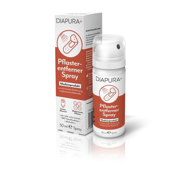DIAPURA Pflasterentferner Spray, alkoholfrei, für Pflaster, Tapes, Stoma, Sensoren & Katheter