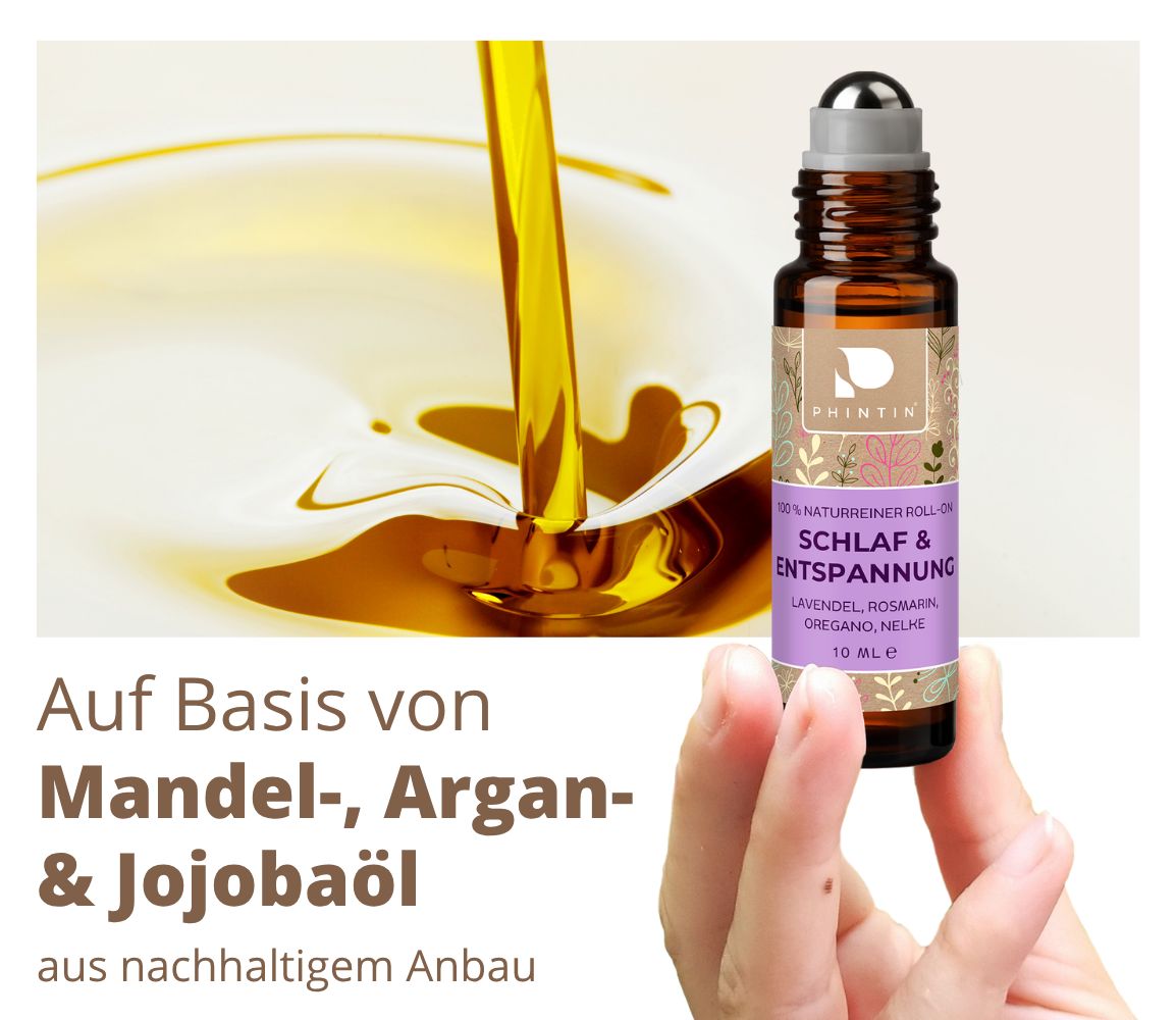 PHINTIN Roll-On Schlaf & Entspannung ätherische Öle mit Lavendel, Rosmarin, Oregano, Nelke