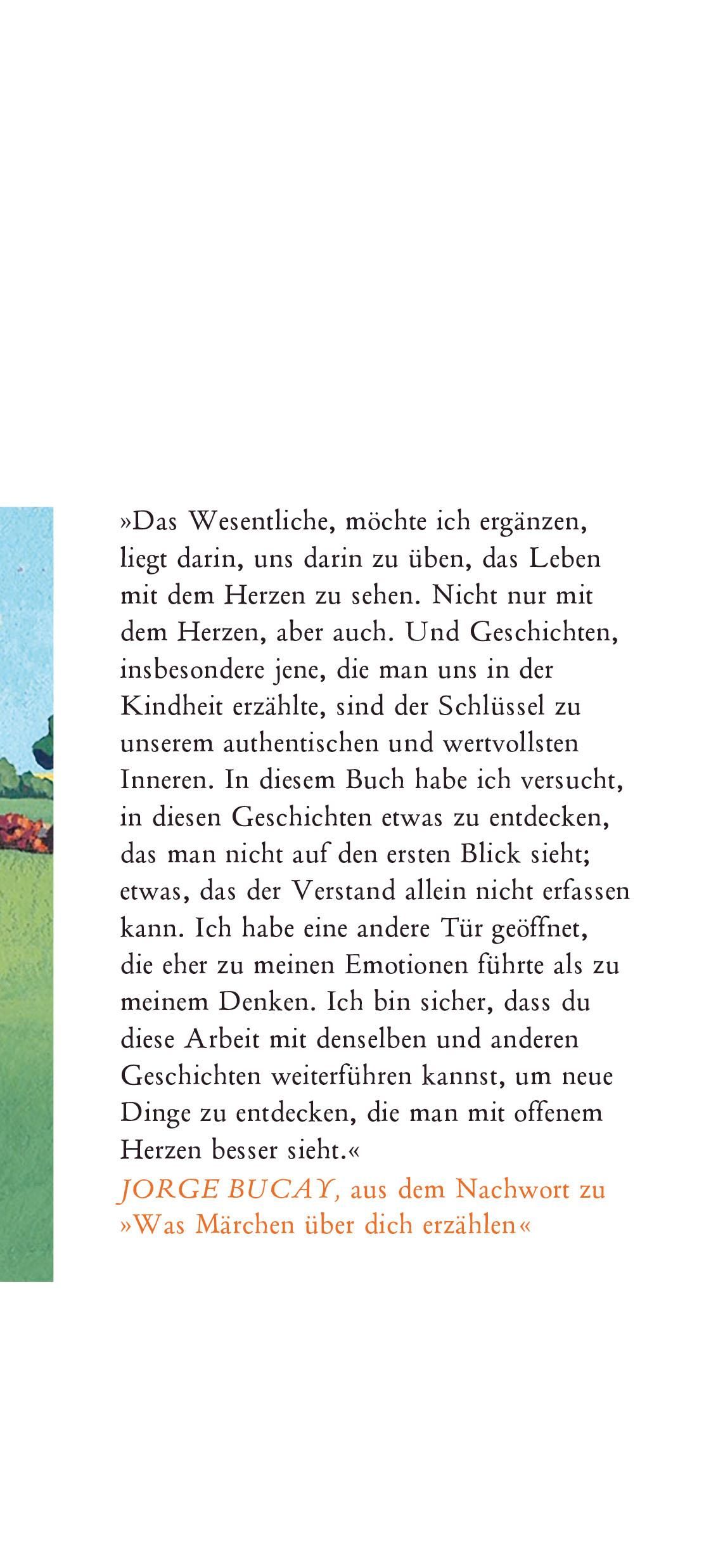 Buchseite mit Text. Zitat von Jorge Bucay aus dem Buch Was Märchen über dich erzählen. Text in deutscher Sprache.