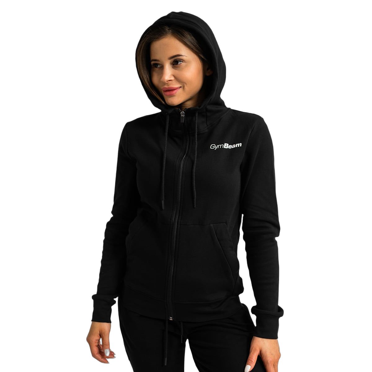 GymBeam Hoodie Damen Regular mit Kapuze und Reißverschluss Black 1 St