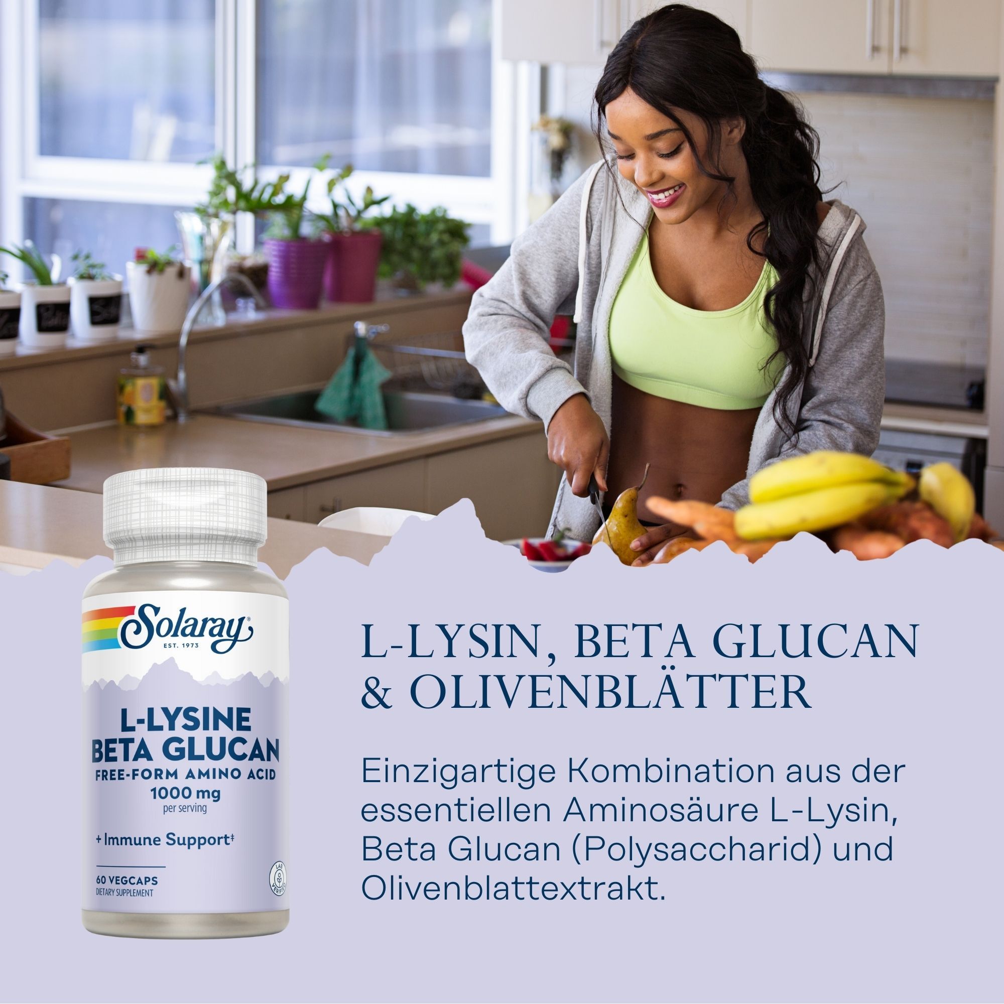 Solaray L-Lysin Beta Glucan & Olivenblätter