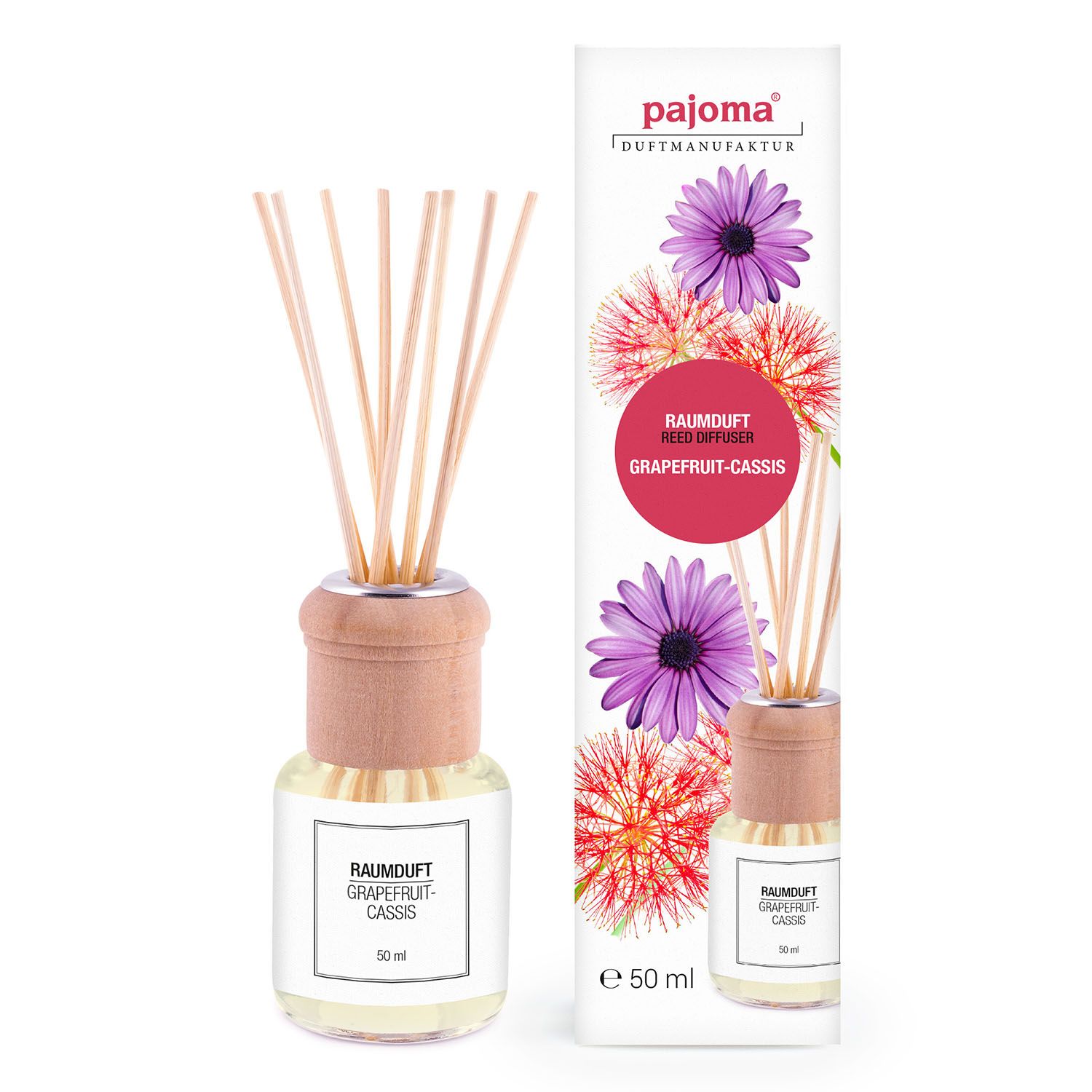 pajoma® Raumduft 50 ml inkl. Duftstäbchen, Grapefruit-Cassis