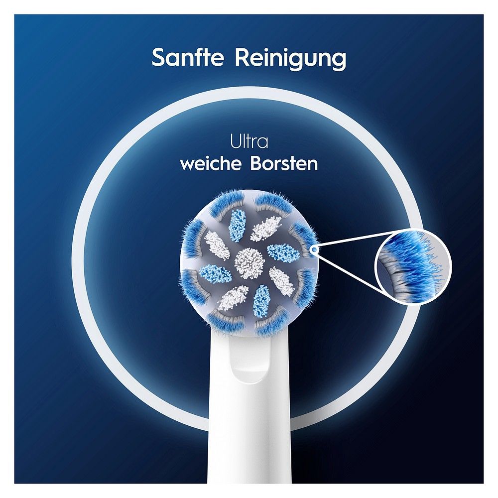 Detailansicht der ultraweichen Borsten des Oral-B PRO Sensitive Clean Aufsteckbürsten.