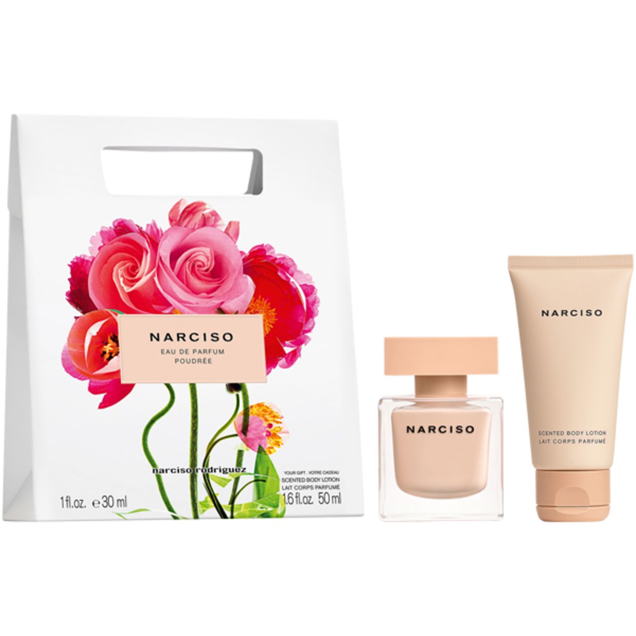 Narciso Rodriguez, Narciso Poudrée Shopping Bag Set = E.d.P. Nat. Spray 30 ml + Body Lotion 50 ml