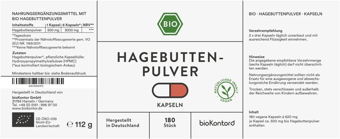 bioKontor Hagebuttenpulver Kapseln 112 g