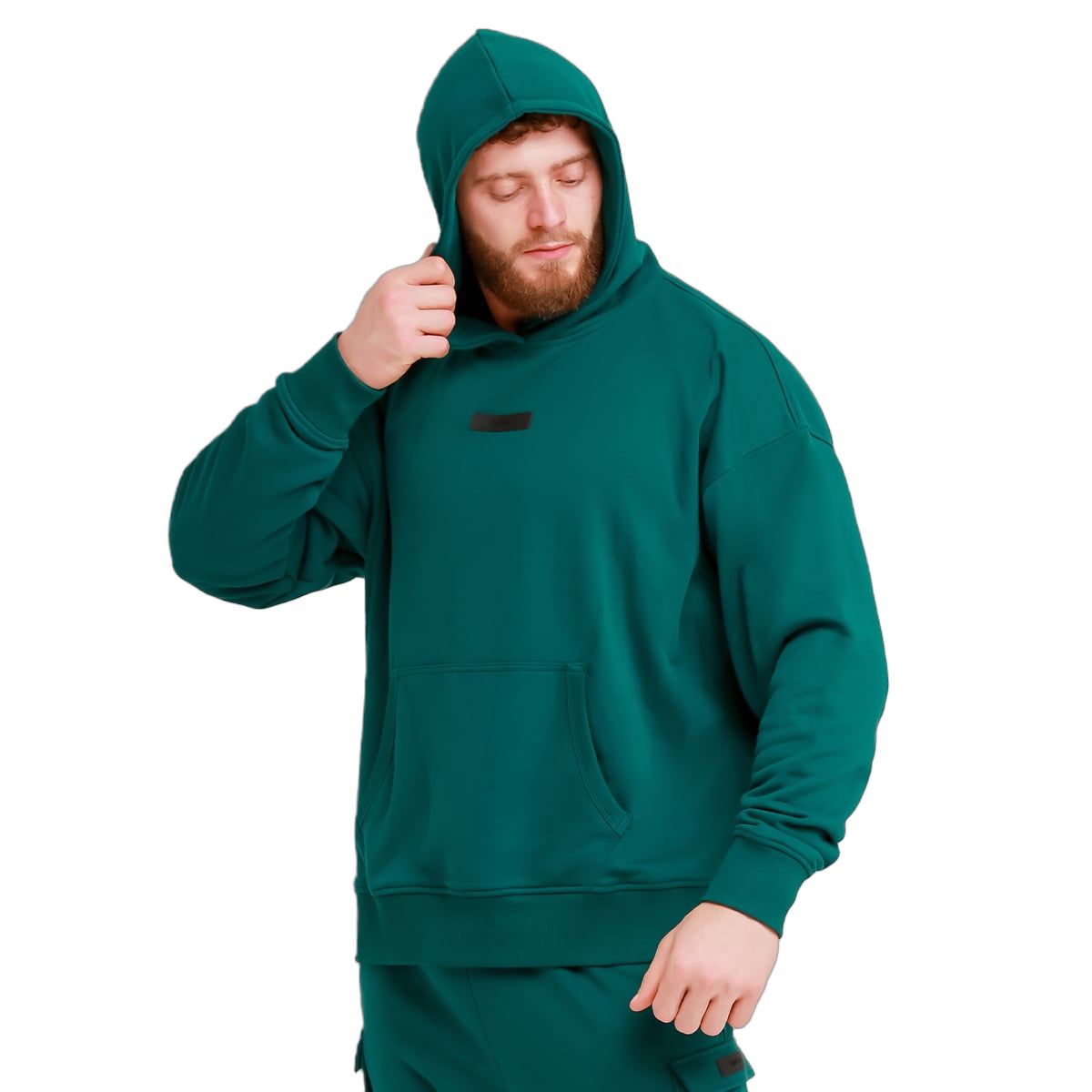 GymBeam Hoodie Herren Oversized mit Kapuze und Kängurutasche in Grün