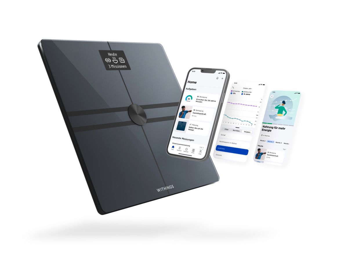 Withings Body Comp schwarz Smarte Körperwaage Personenwaage WLAN Bluetooth