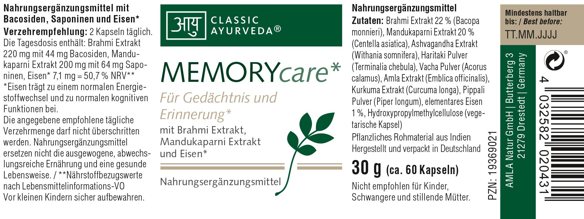 Classic Ayurveda - MEMORYcare* 30 g