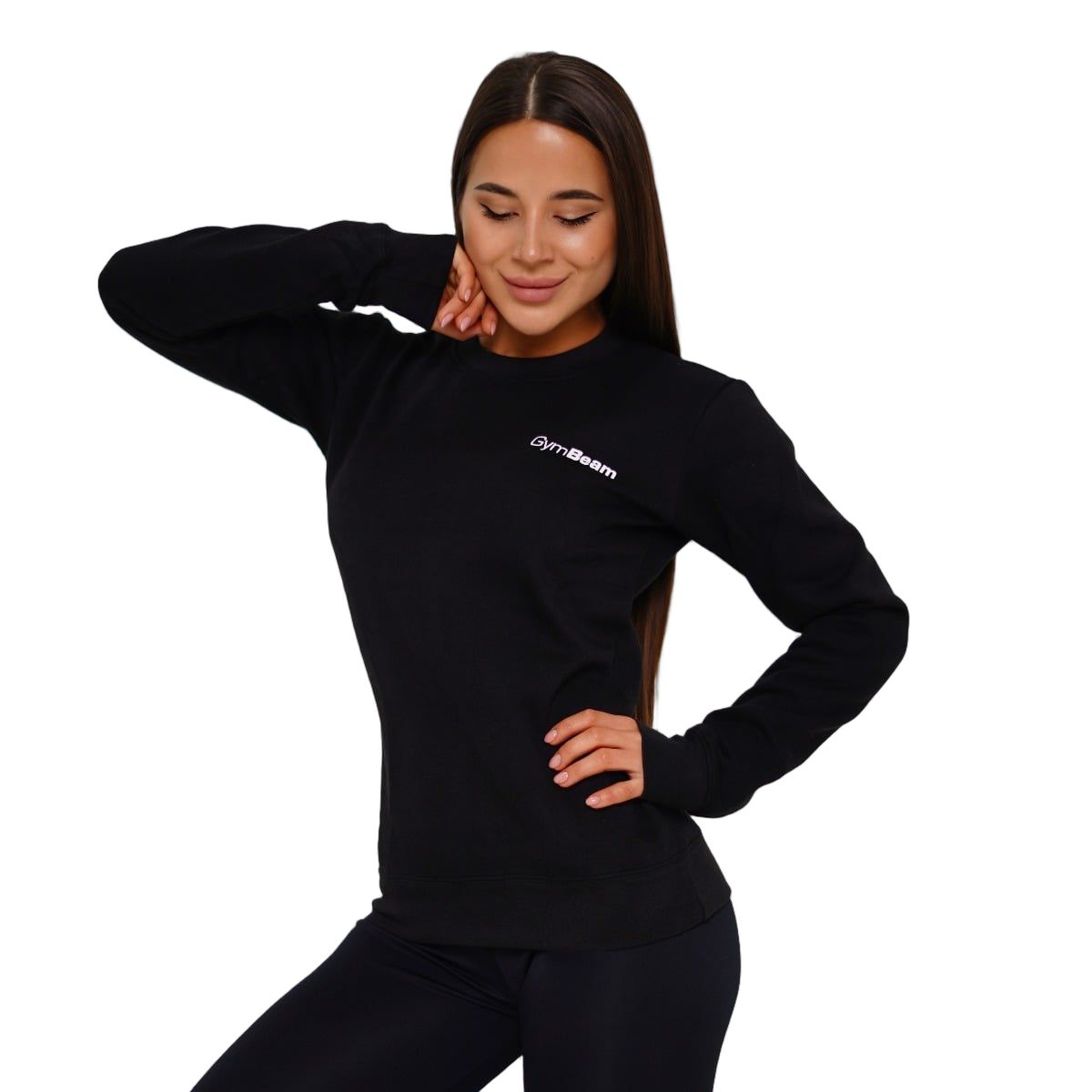 GymBeam Pullover Damen regular Langarm ohne Kapuze Basic Schwarz 1 St