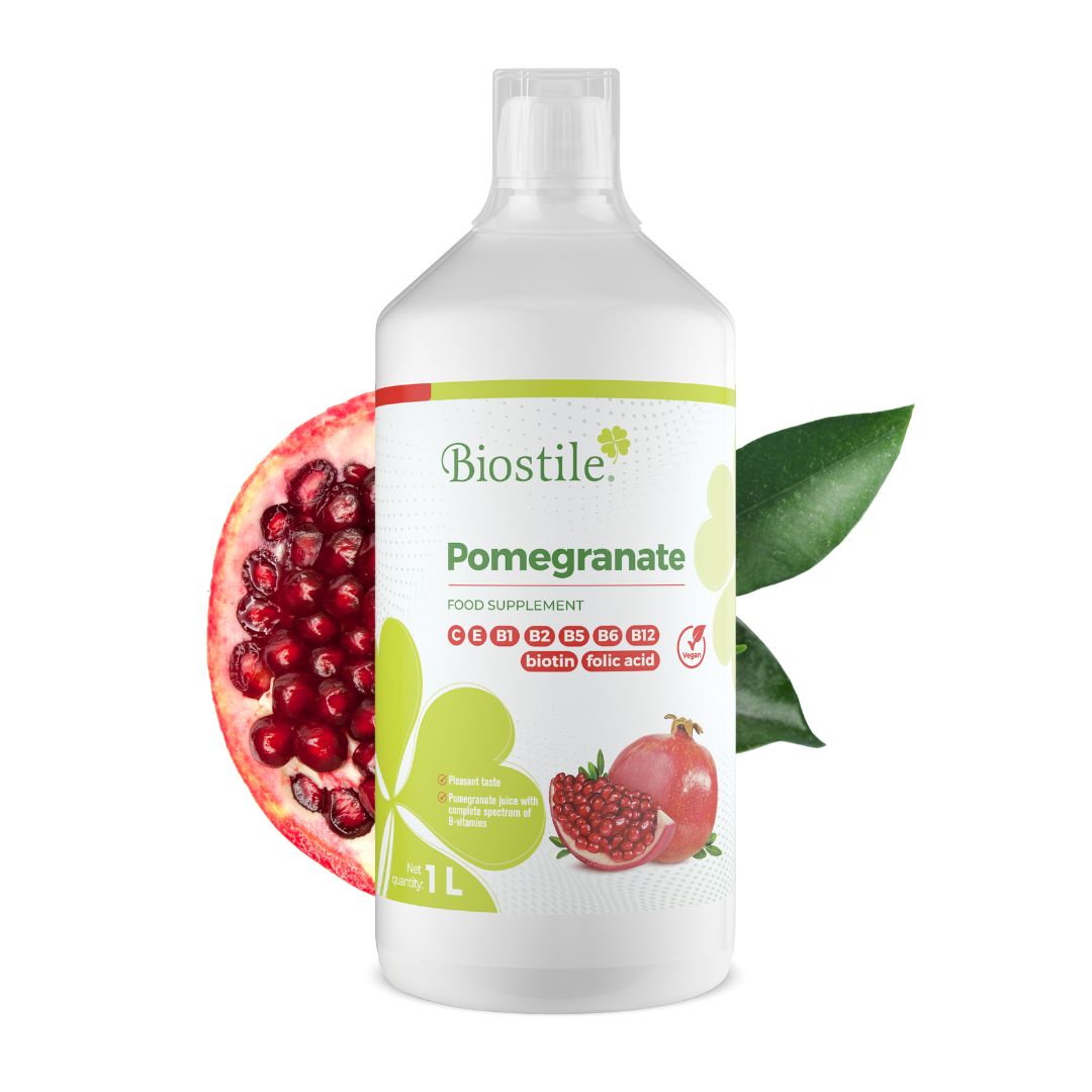 Biostile Granatapfelsaft – Natürlicher Saft mit Vitamin C, B-Vitaminen, Vitamin E & Biotin