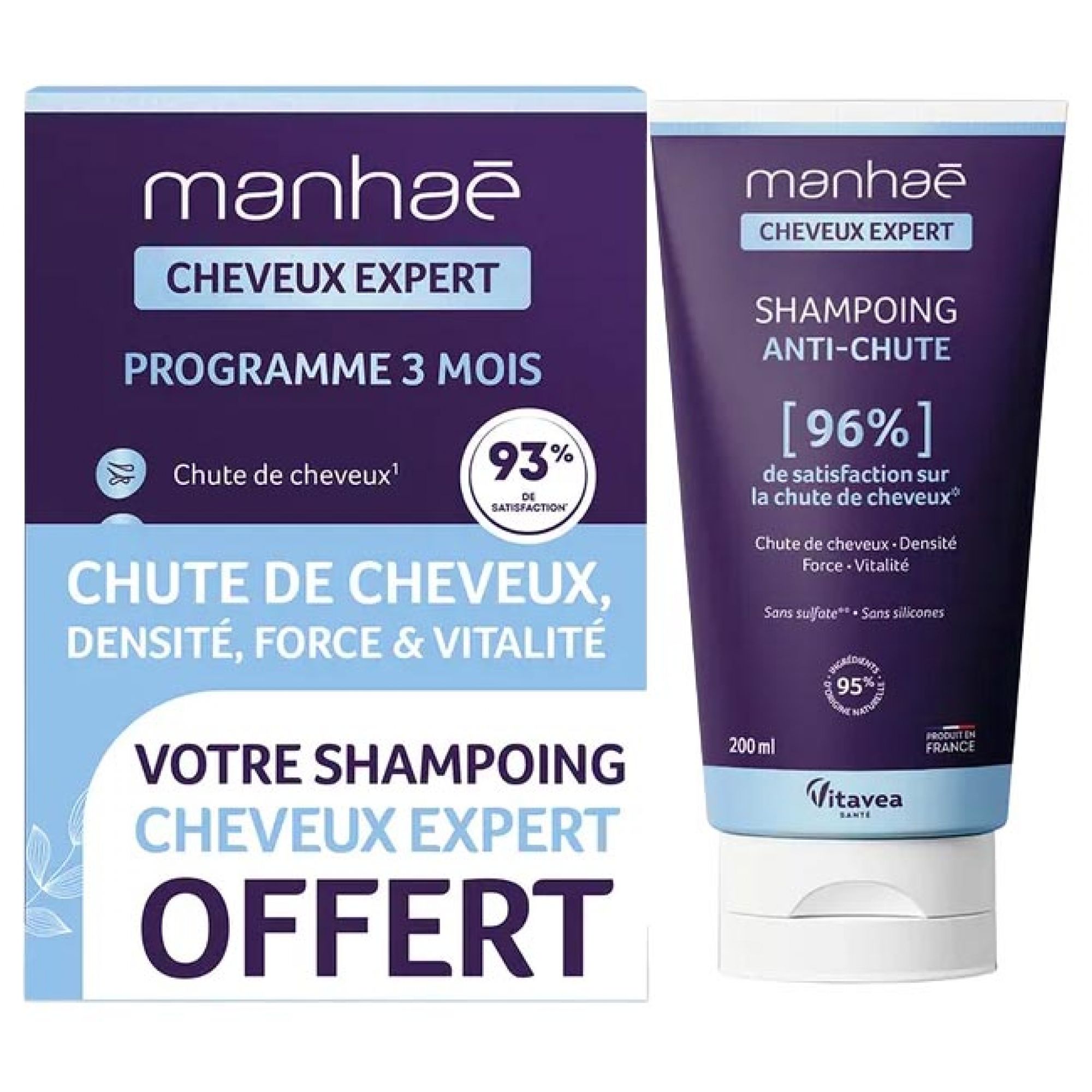 Vitavea Manhaé Cheveux Expert Shampoo Gegen Haarausfall Geschenkt 12,6x7,9x11,1 cm