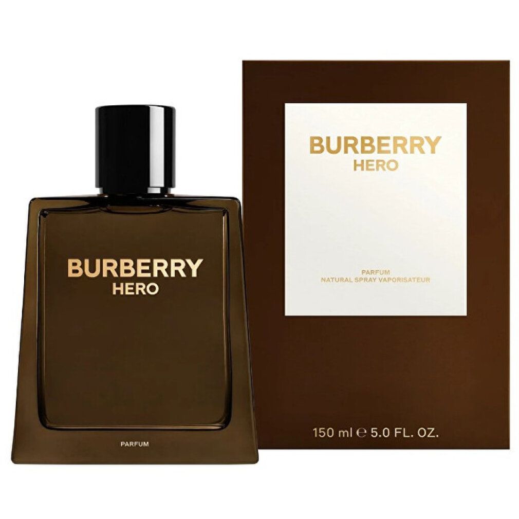 Burberry Hero Parfum Flakon und Schachtel, 150 ml.