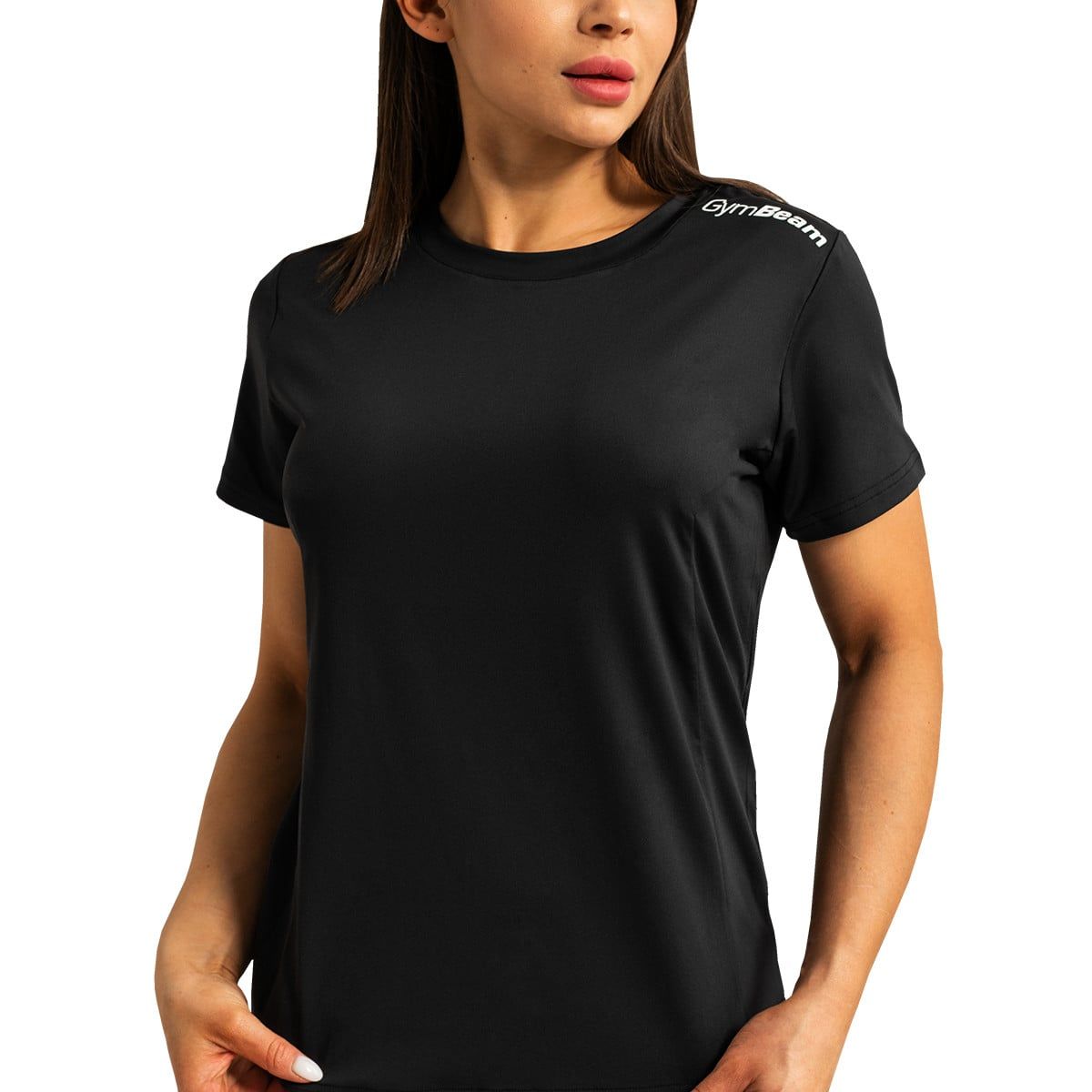 GymBeam T-Shirt Damen regular Kurzarm mit rundem Ausschnitt in Schwarz