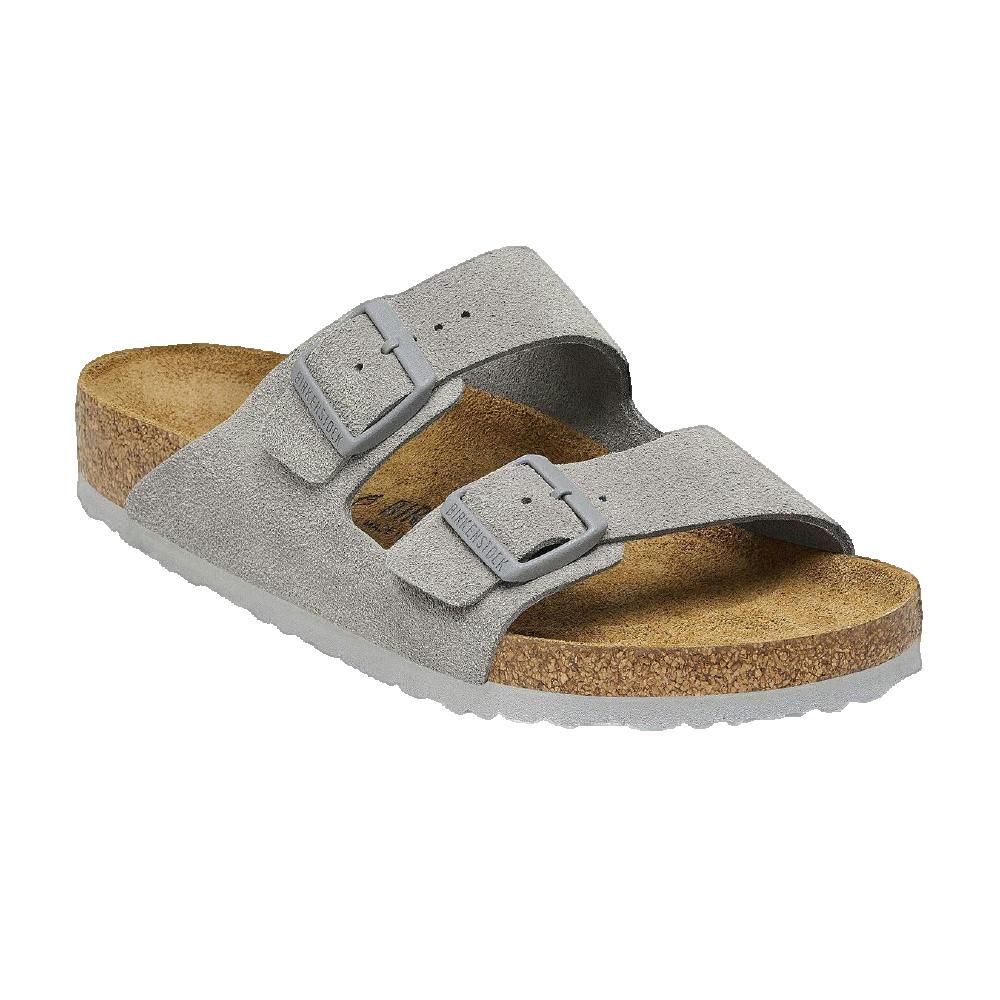 Sandalo Birkenstock Curry 12 Gravity grigio. Due cinturini con fibbie. Sottopiede in sughero, suola grigia.