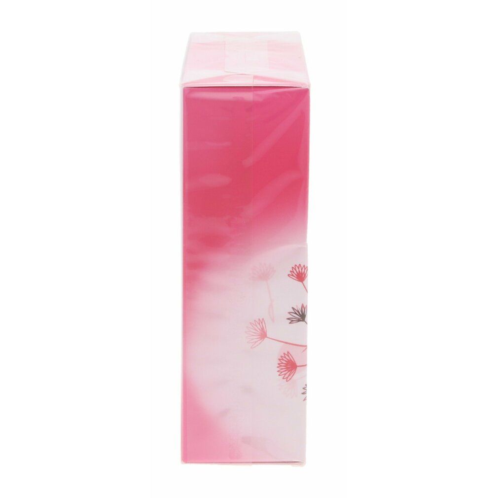 Schmale, rosa Verpackung. Seite mit floralem Design und Farbverlauf von Rosa zu Weiß. 'Incanto Bloom' ist teilweise sichtbar.