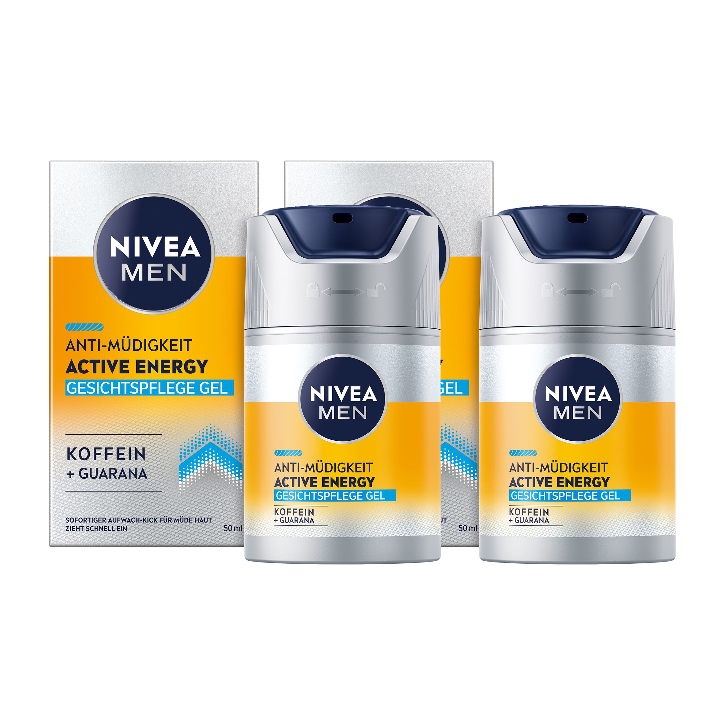Nivea MEN Active Energy Gesichtspflege Gel Anti-Müdigkeit Koffein Guarana 2x50 ml