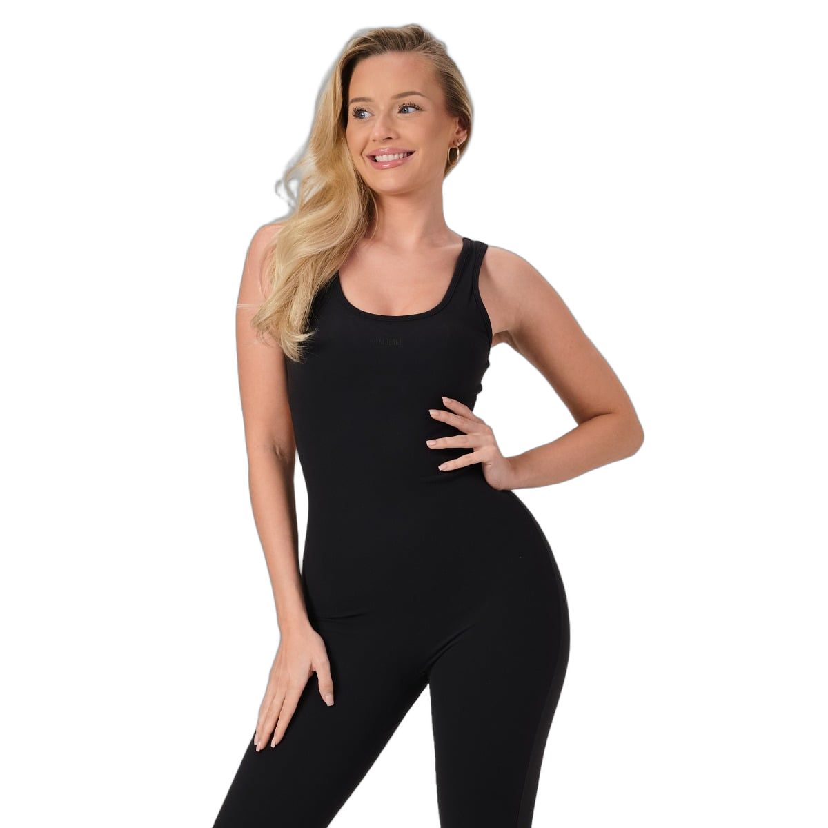 Jumpsuit Damen slim, ärmellos mit Rundhalsausschnitt, Schwarz 1 St