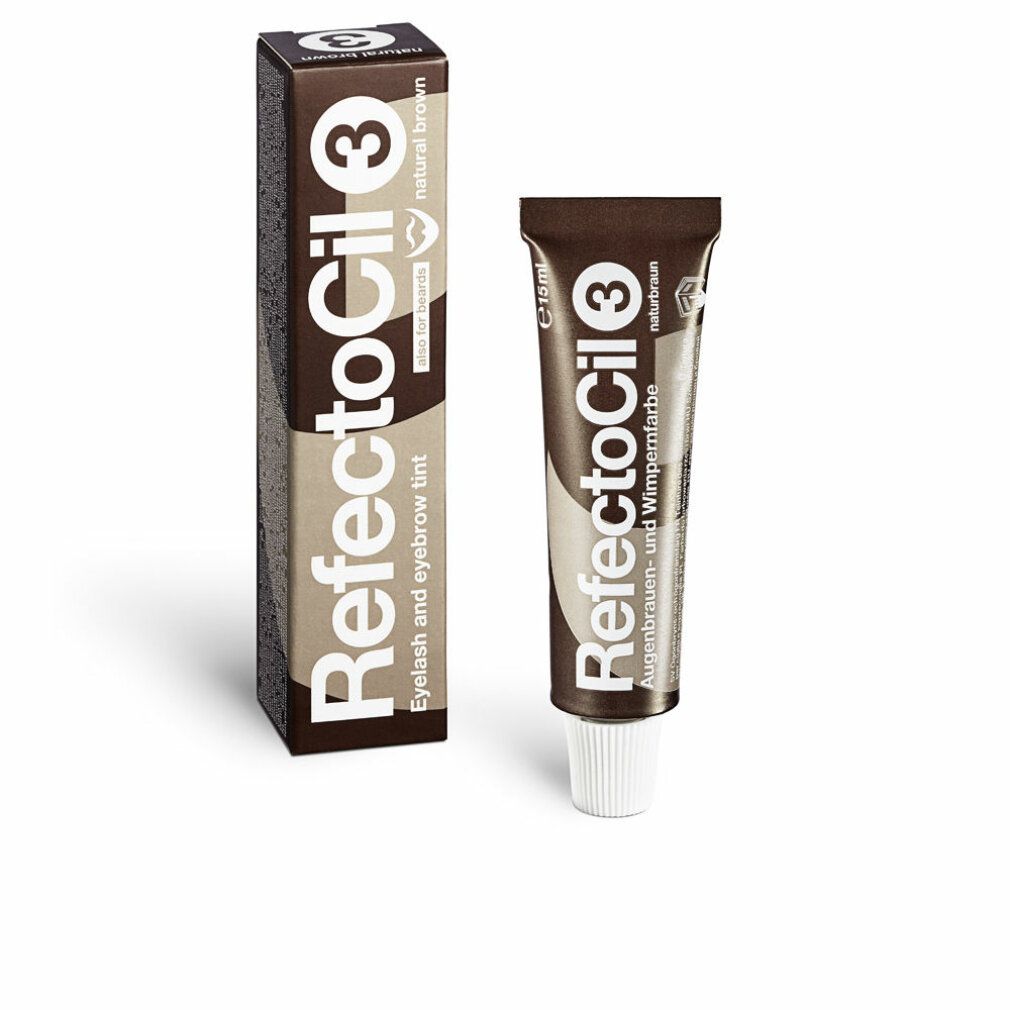 Refectocil 3, Naturbraun, Tube und Schachtel. Produkt für Augenbrauen- und Wimpernfärbung.