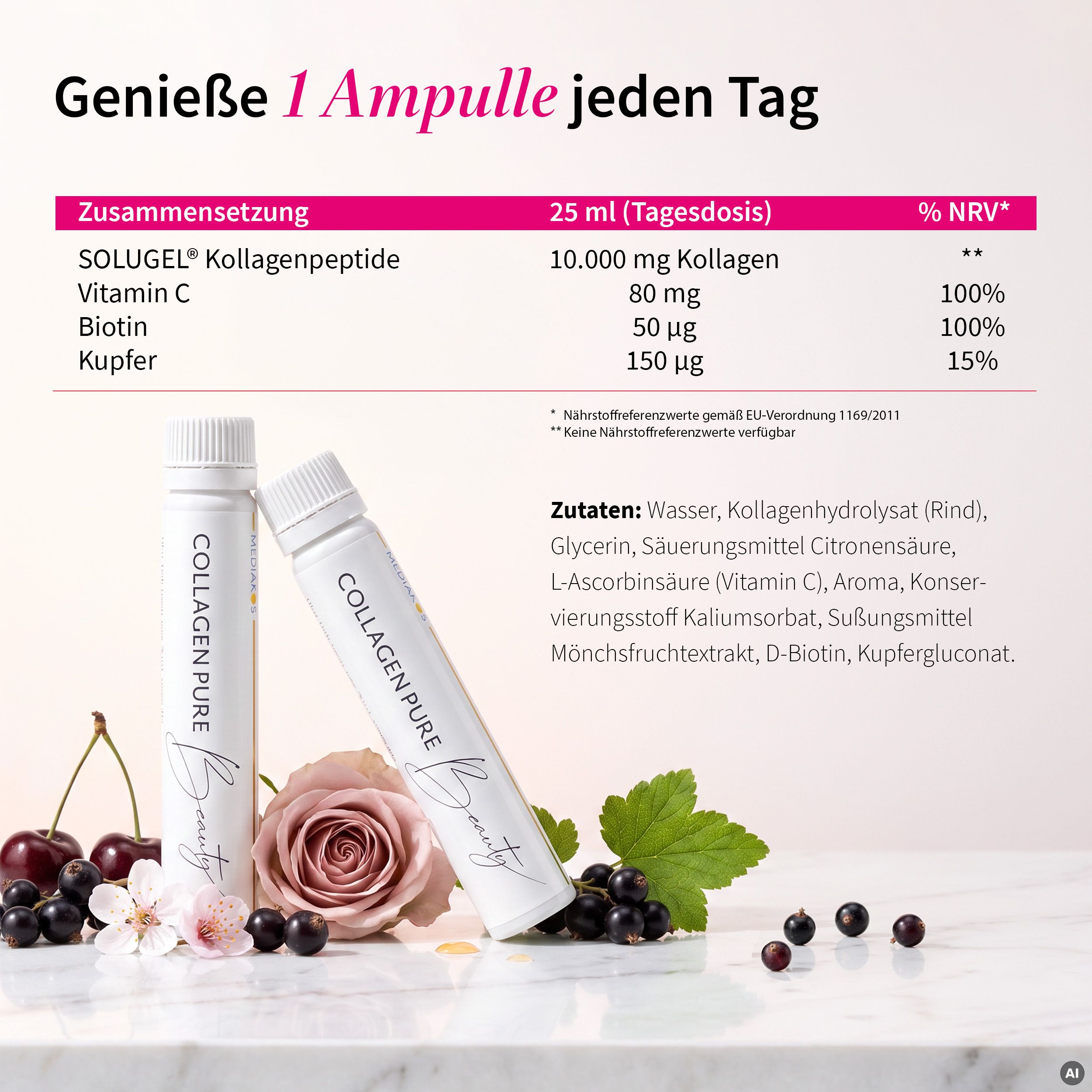COLLAGEN PURE Beauty 10 g Gold Trinkampullen Angebot