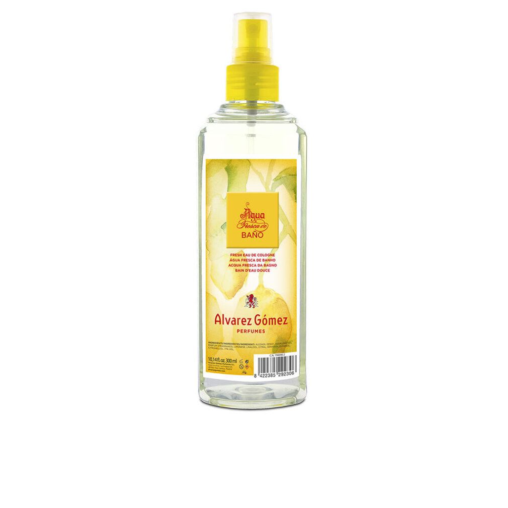 Klarflüssiges Spray in einer rechteckigen Flasche mit gelbem Sprühkopf. Etikett mit Produktnamen und gelbem Design.