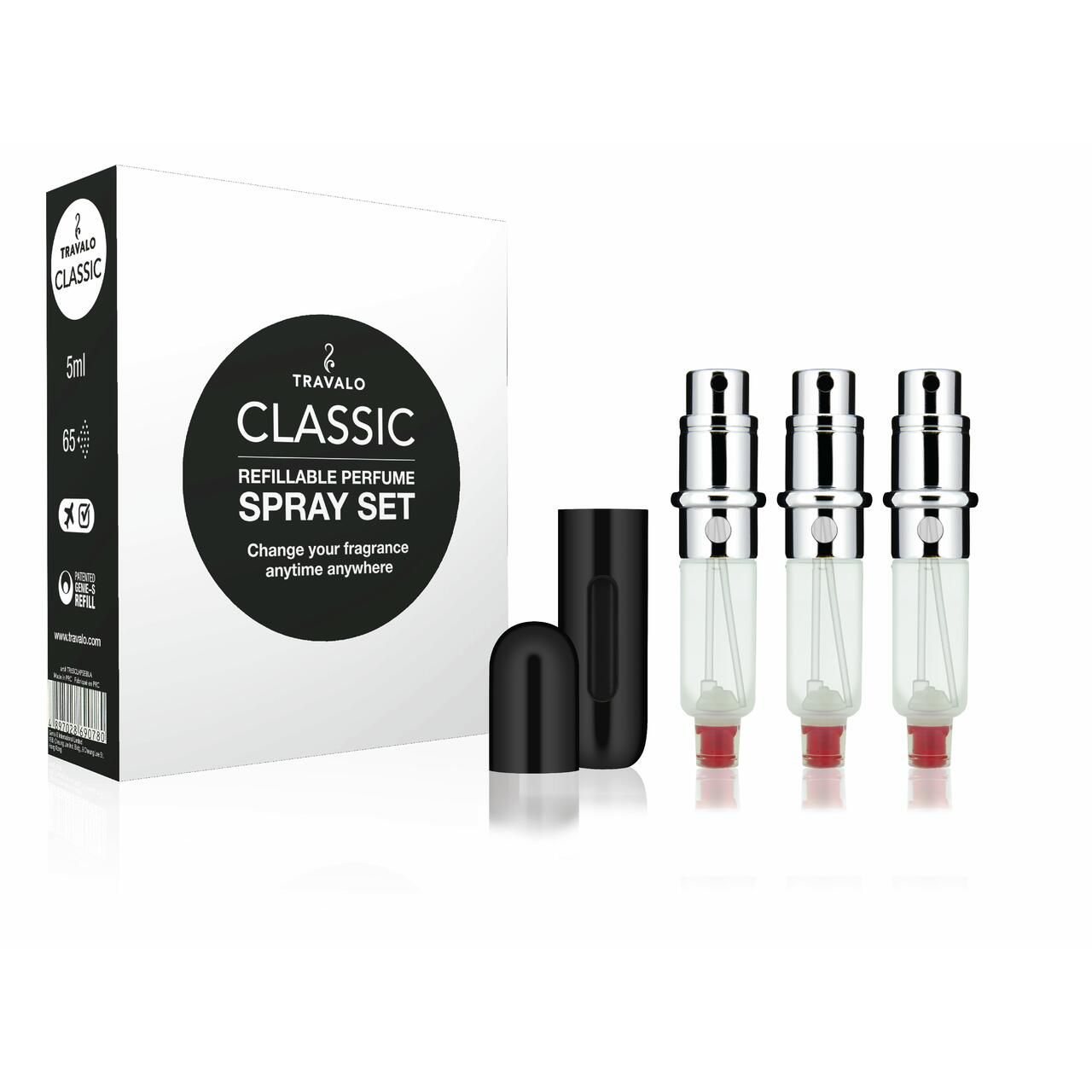 Travalo, Classic Set = Easy Fill Perfume Spray Vaporisateur Rechargeable Hülle + 3 Patronen