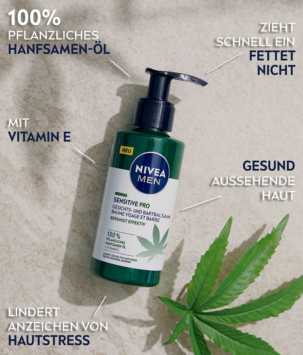 NIVEA MEN Gesichts- & Bartbalsam Sensitive Pro Hanfsamen-Öl o. Alkohol