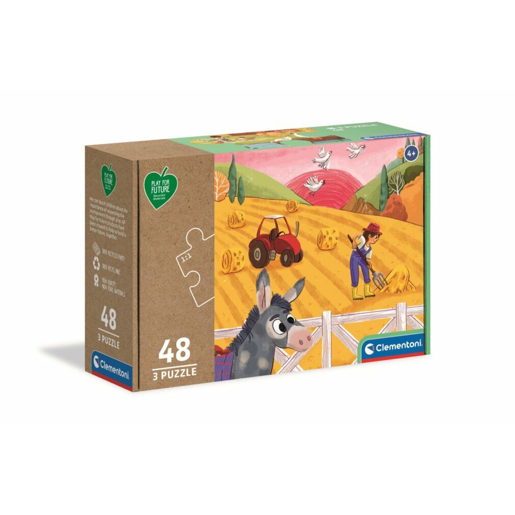 clementoni Play For Future Puzzle Tiere auf dem Bauernhof 3x48 Teile