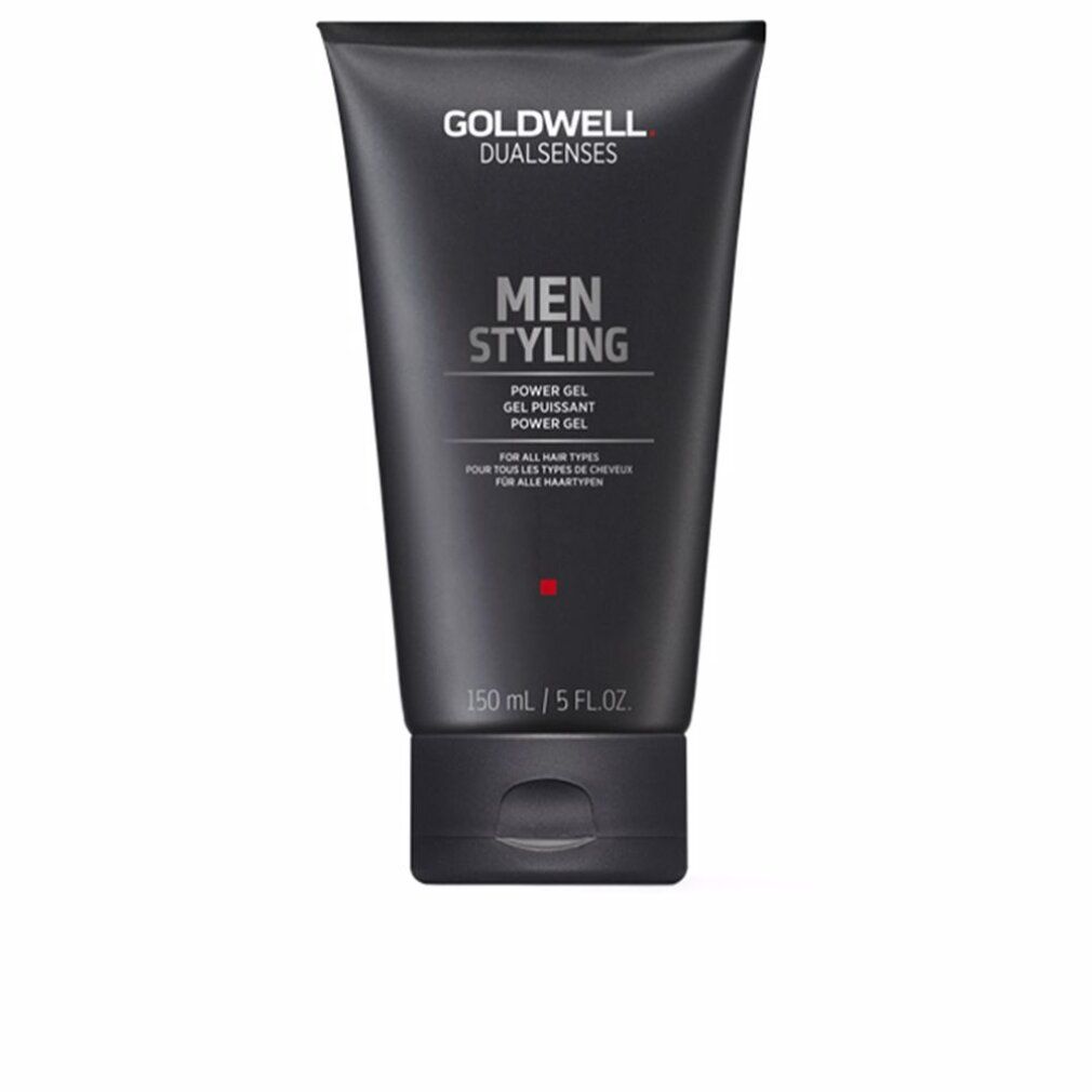 Schwarze Tube mit Produktaufschrift. Goldwell Dualsenses Men Styling Power Gel. 150 ml / 5 FL.OZ.