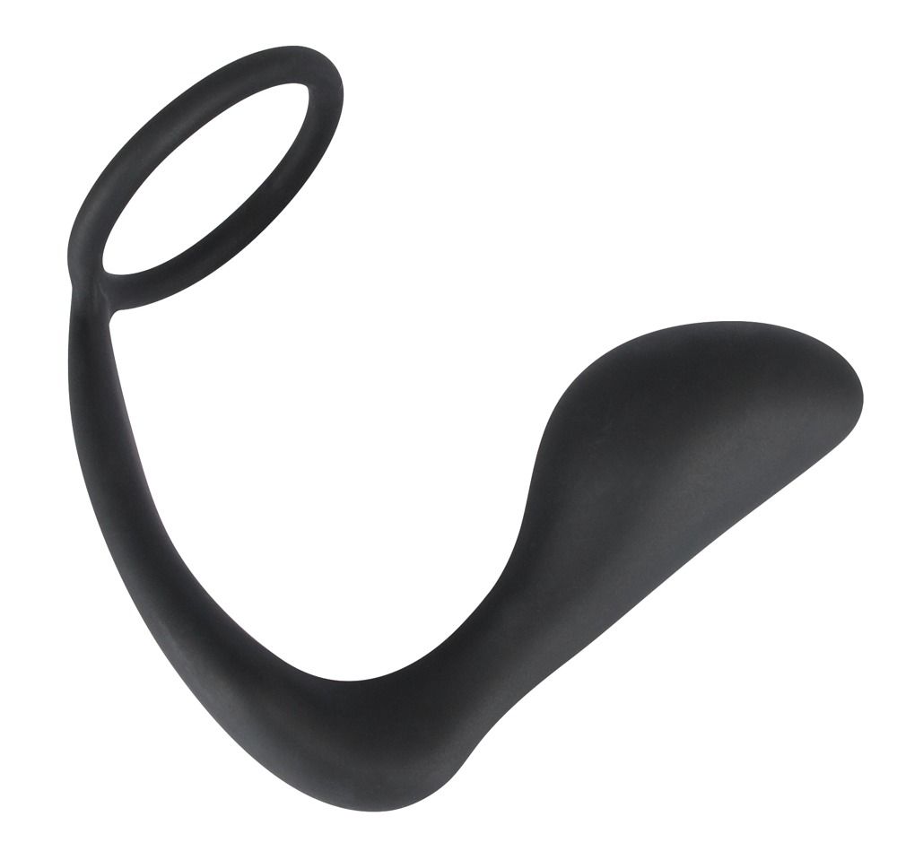 Black Velvets - Penis-/Hodenring mit Plug - Erektions- & P-Reiz