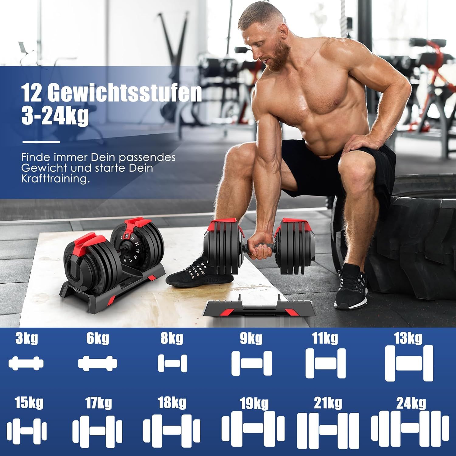 DH FitLife 24 kg Verstellbare Hanteln
